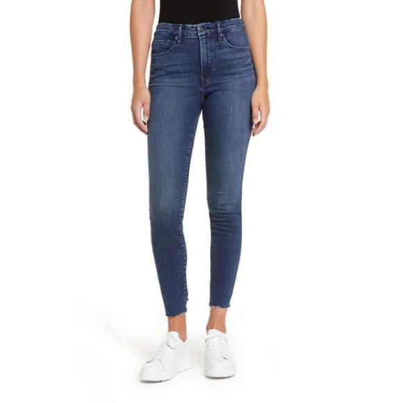 Good American Good Legs Chewed Hem High Rise Skinny Jeans - Picture 1 of 8